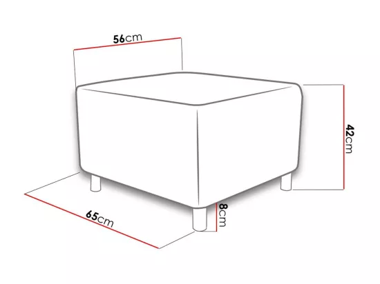 Pouf Comfivo 126, Gris, 42x56x65cm, Tapisserie, Pieds: Plastique