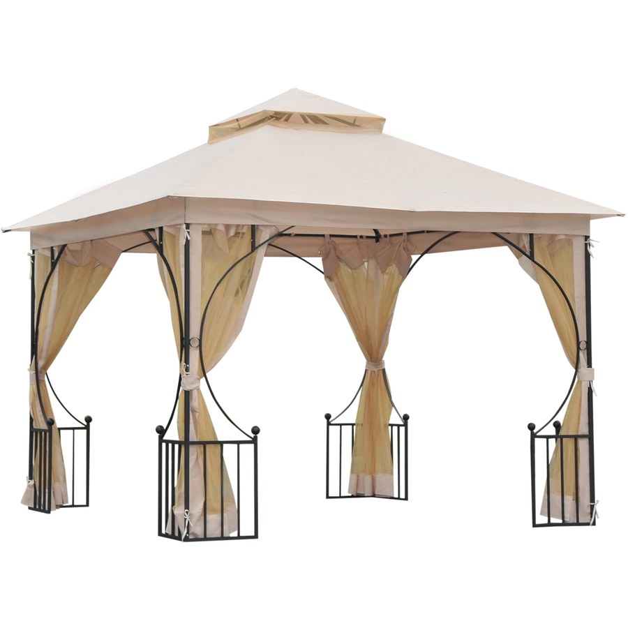 Outsunny Gartenpavillon mit Doppeldach beige, schwarz
