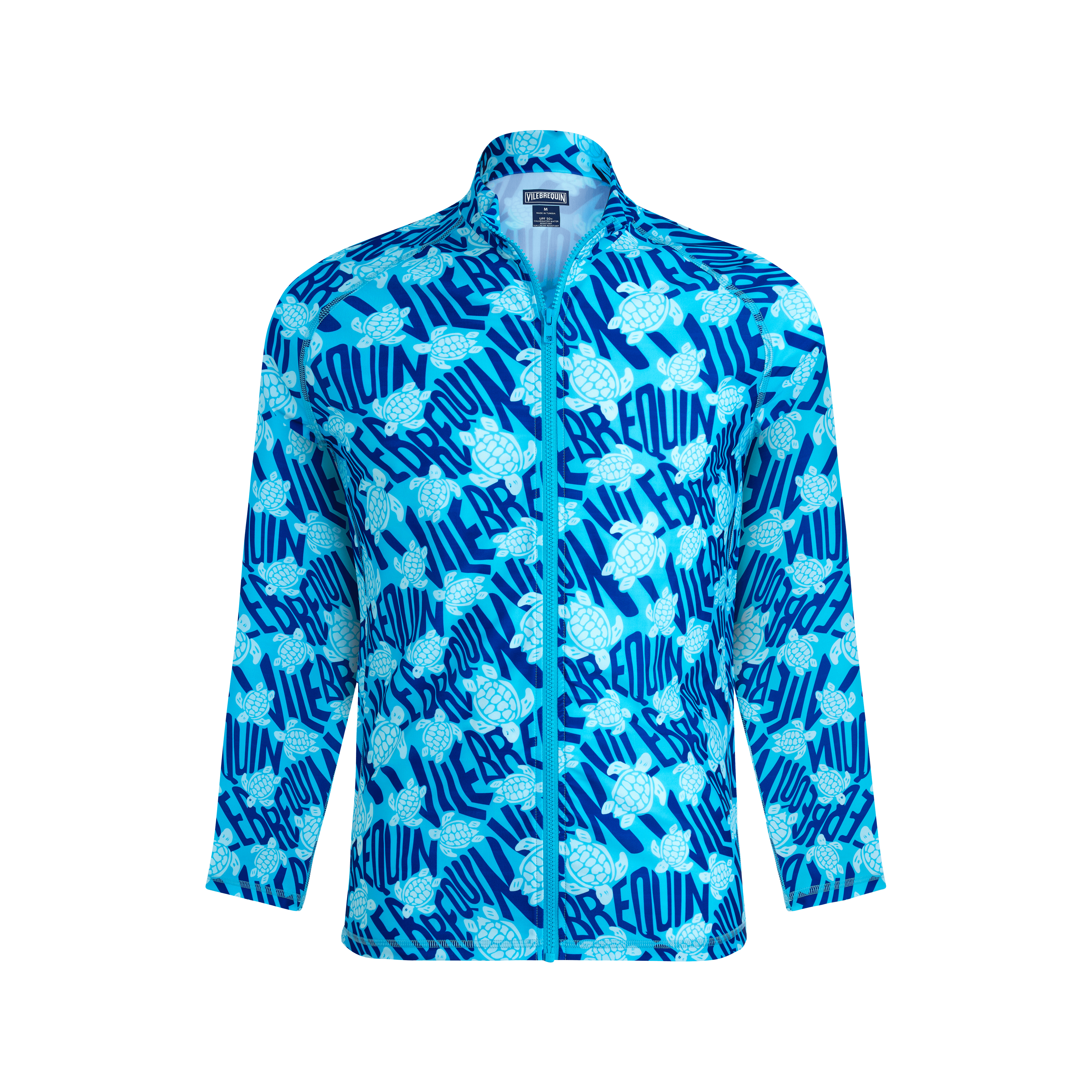 T-shirt anti UV manches longues à fermeture éclair homme Ronde des tortues logo