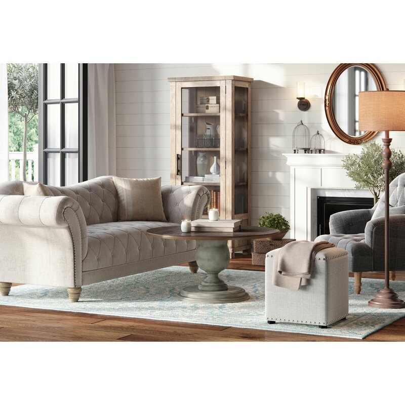 Haley 90.1&rdquo; Rolled Arm Chesterfield Sofa