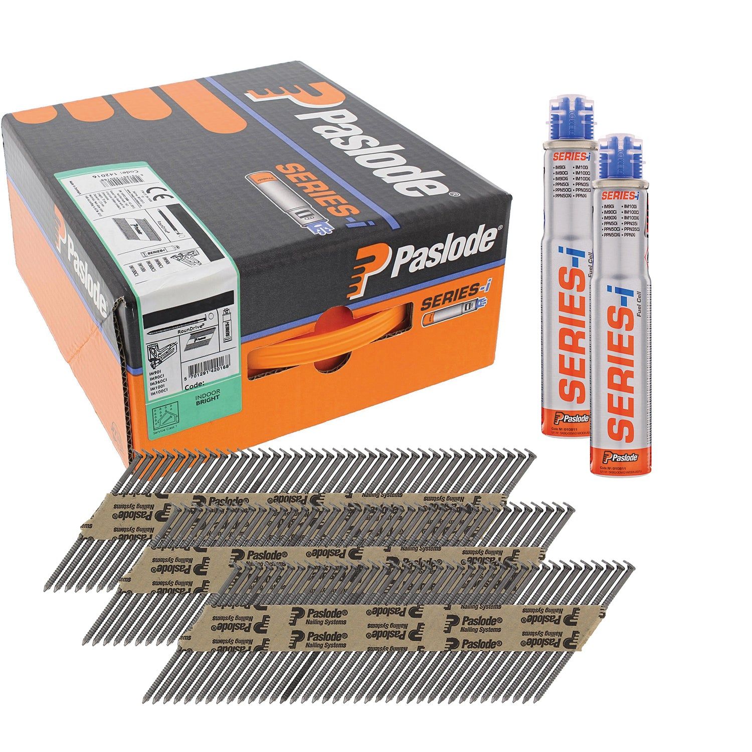 Paslode 34° Papier Gebonden Stripnagels IM90 | Blank | Ring | 2.8x80mm |  2x Gas VE=2500 - 142022