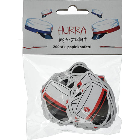 Konfetti student 200 stk. med hueprint - flere varianter - assorteret