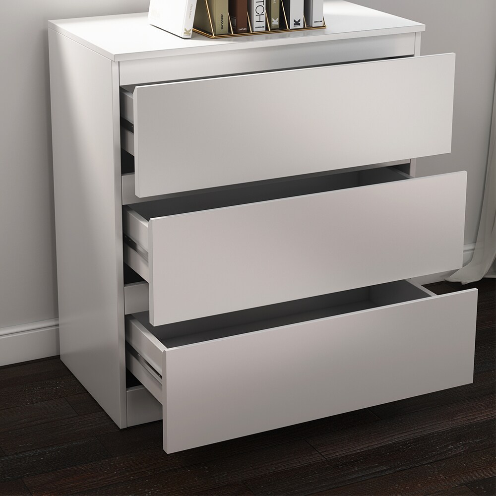Vicco Kommode Calisto, Weiß 70 x 78,5 cm, mit 3 Schubfächer, Highboard, Schrank