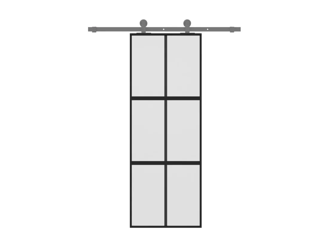 Porte coulissante noir 76x205 cm verre trempé aluminium