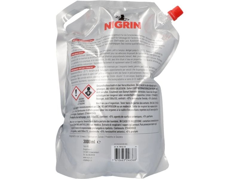 NIGRIN Winter-Scheibenreiniger Lemon Air, 3 l Scheibenreiniger für streifenfreie und blendfreie Reinigung bis -20 °C