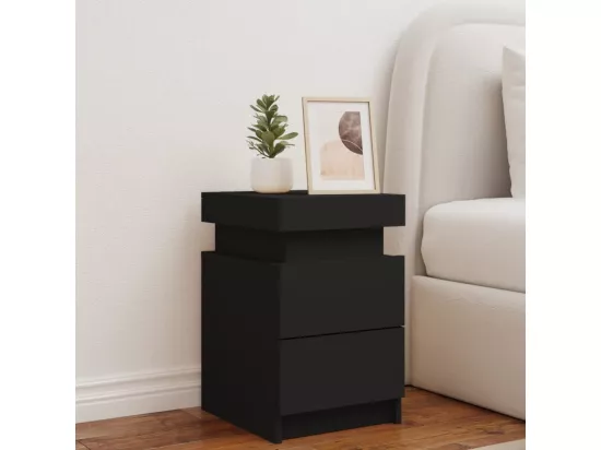Table de chevet avec lumières LED noir 35x39x55 cm