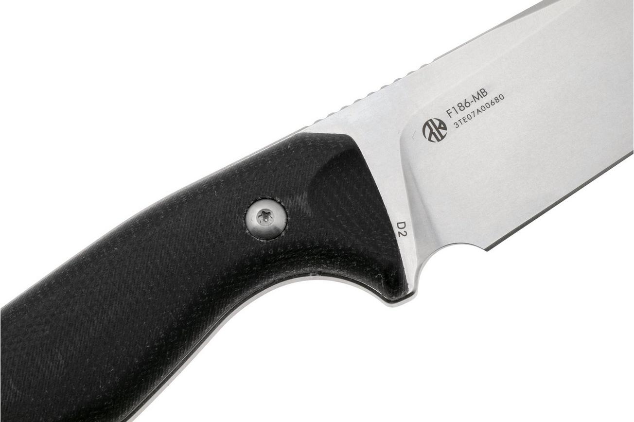 Ruike F186-MB Stonewashed D2, Black Micarta, vaststaand mes