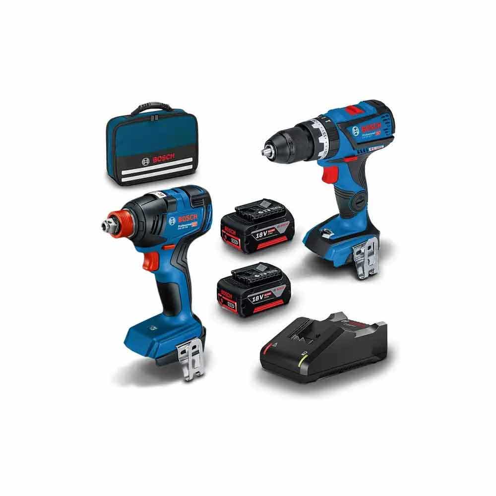 Kit combinado BOSCH 18V sem escovas, 2 peças, 2 x 4,0Ah 0615991FH5