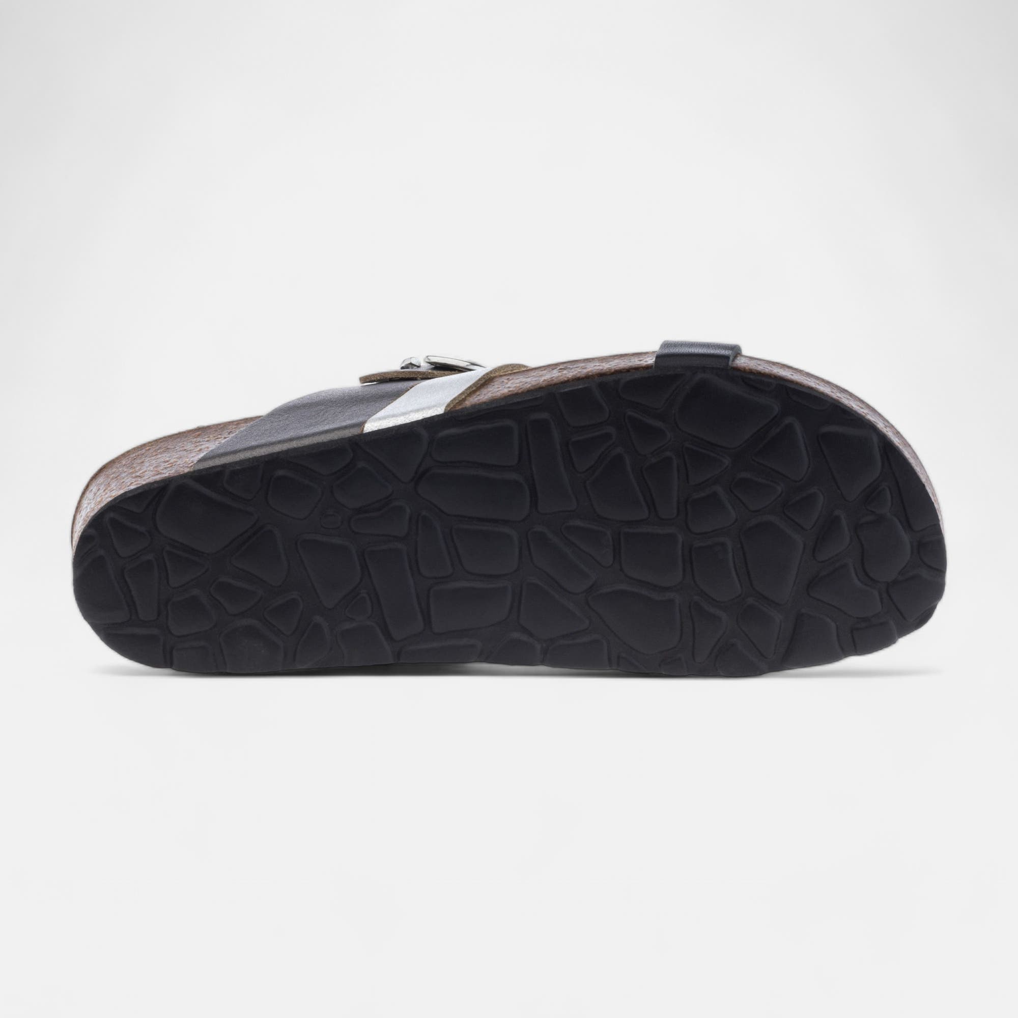 Mules semelle liège Femme en cuir noir