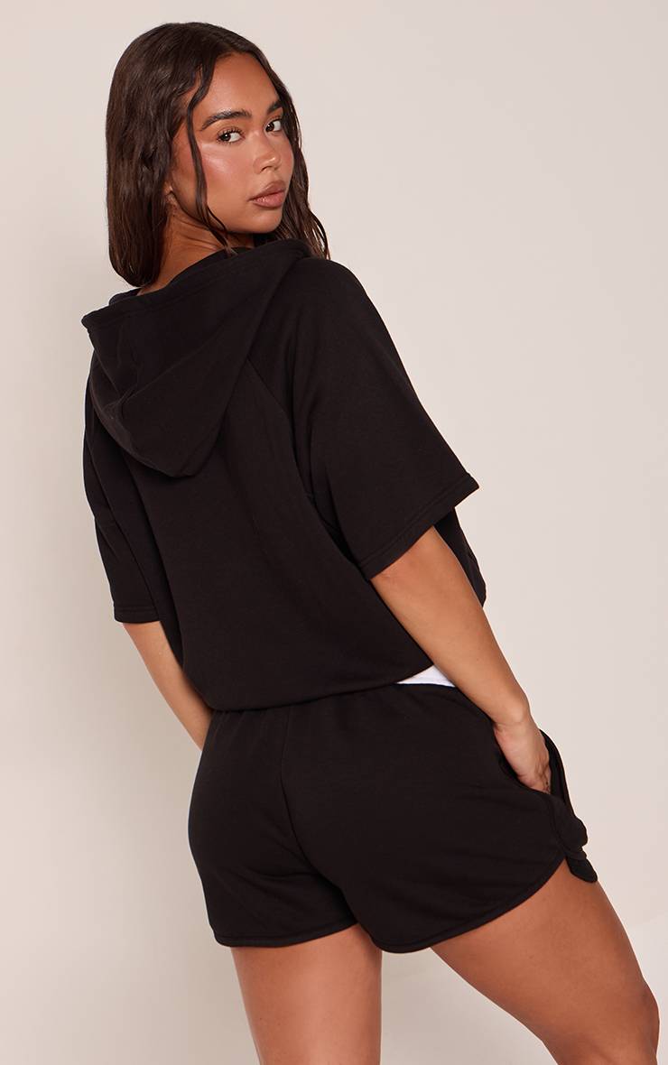 Noir Short En Molleton Avec Ceinture Contrastante