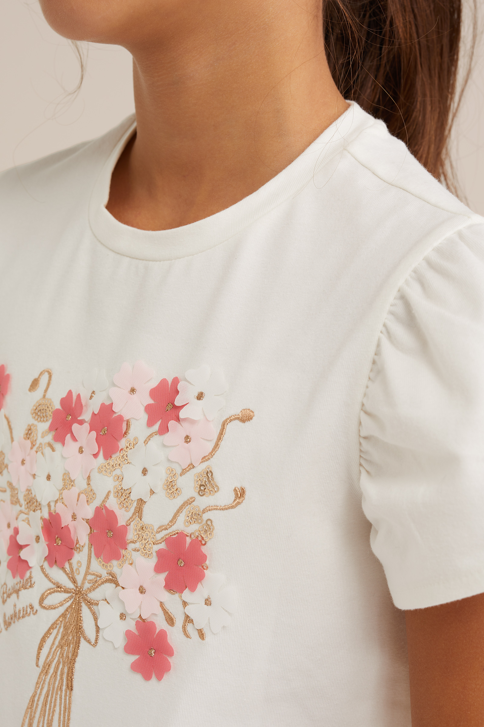 Meisjes T-shirt met embroidery WE Fashion Ecru