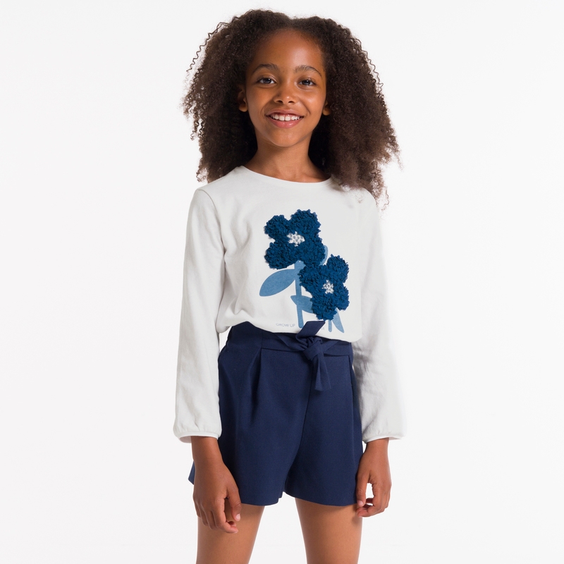 T-shirt à motif fleuri bleu fille