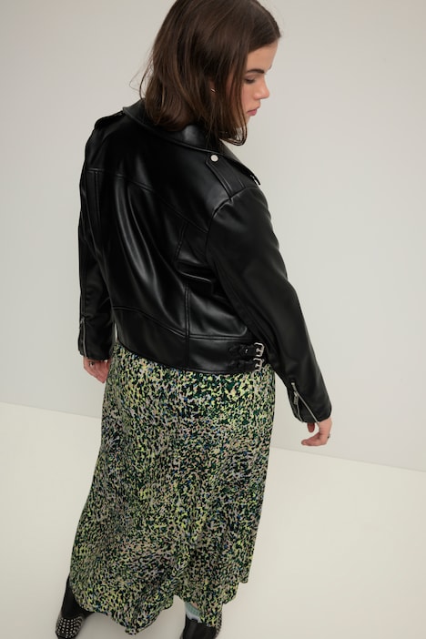 Lederoptik-Jacke, Biker-Style, Revers, Metallic-Zipper, Komplettfutter
