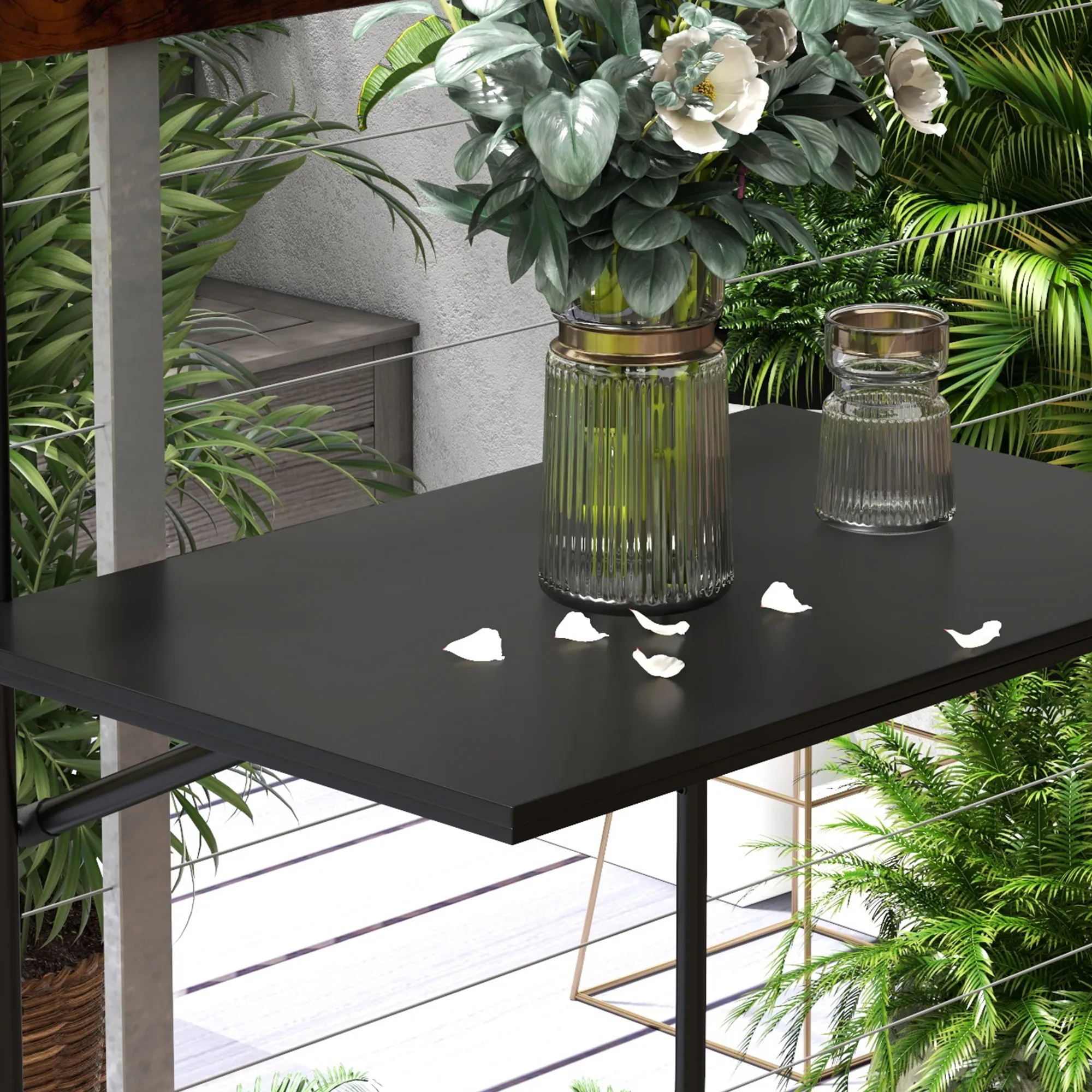 Outsunny Balkon-Hängetisch mit Höhenverstellung schwarz 62L x 60B x 85,5Hcm