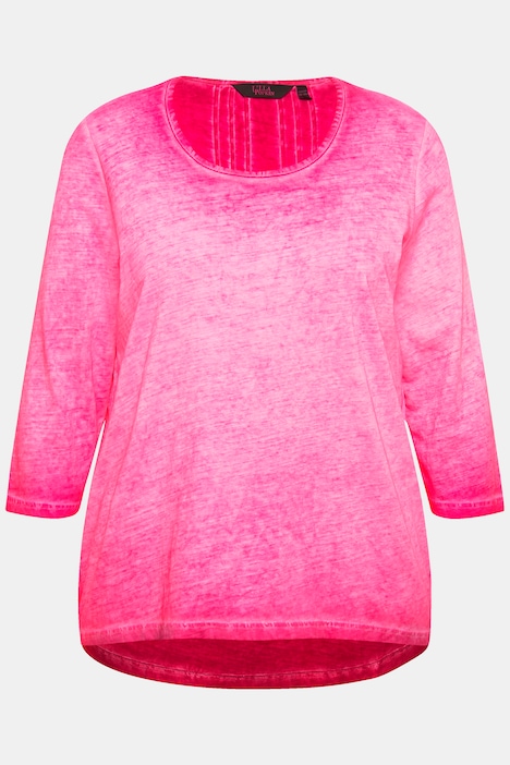 Shirt, Zierfalten, A-Linie, Rundhals, 3/4-Arm