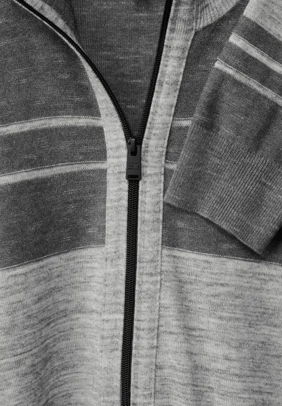 Streifendessin Strickjacke - stone grey melange