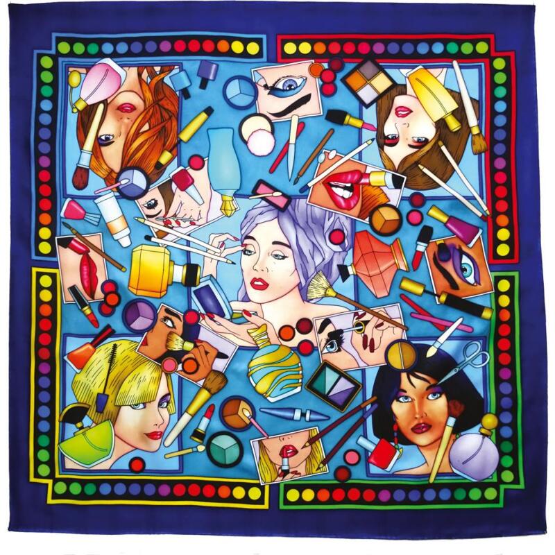 Carré 100% soie - 90x90cm Make-up - Blanc