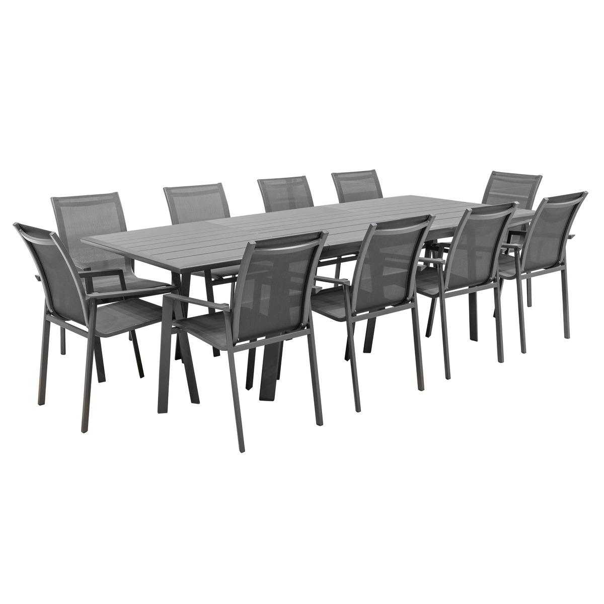 TABLE PAVANE EXTENSIBLE ALUMINIUM GRAPHITE 10 PLACES
