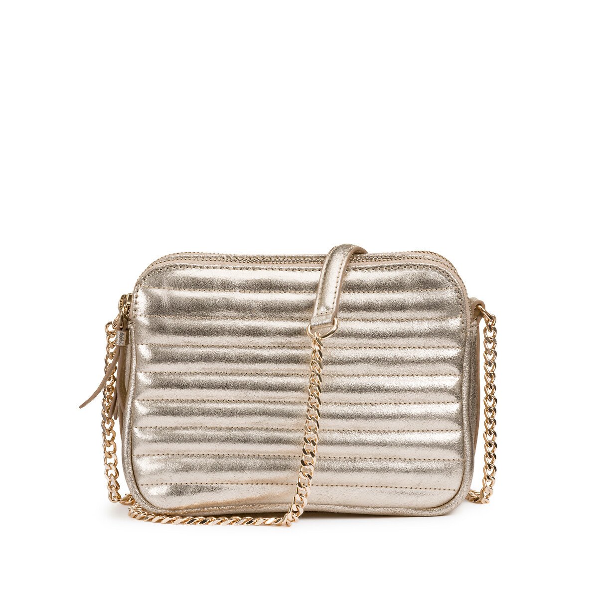 COLEÇÕES LA REDOUTE<br>Bolsa acolchoada em couro com efeito metálico