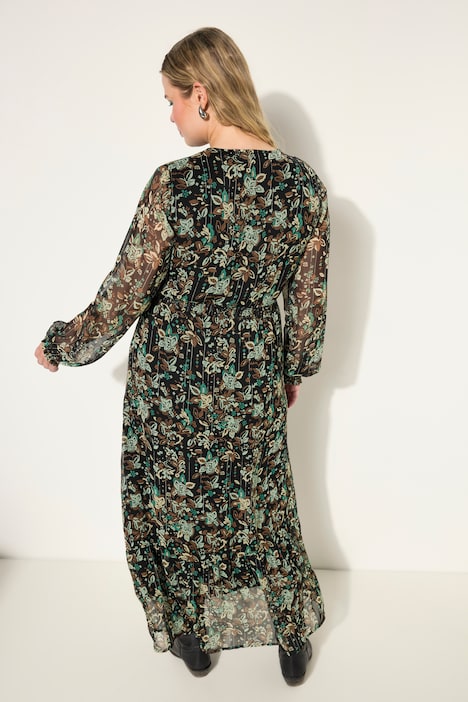 Maxikleid, A-Line, Flower Print, Wrap-Effekt
