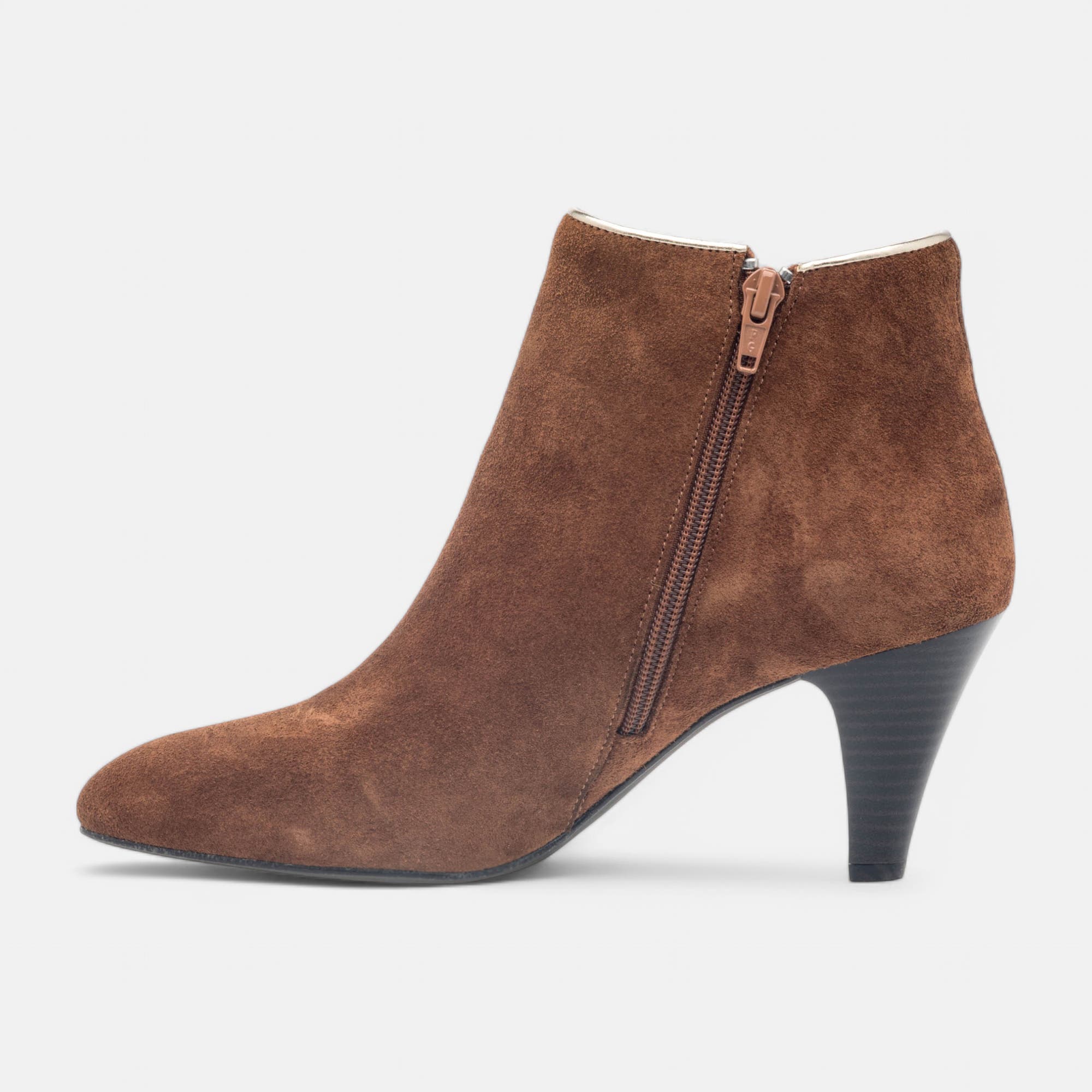 Bottines à talon Femme en cuir camel