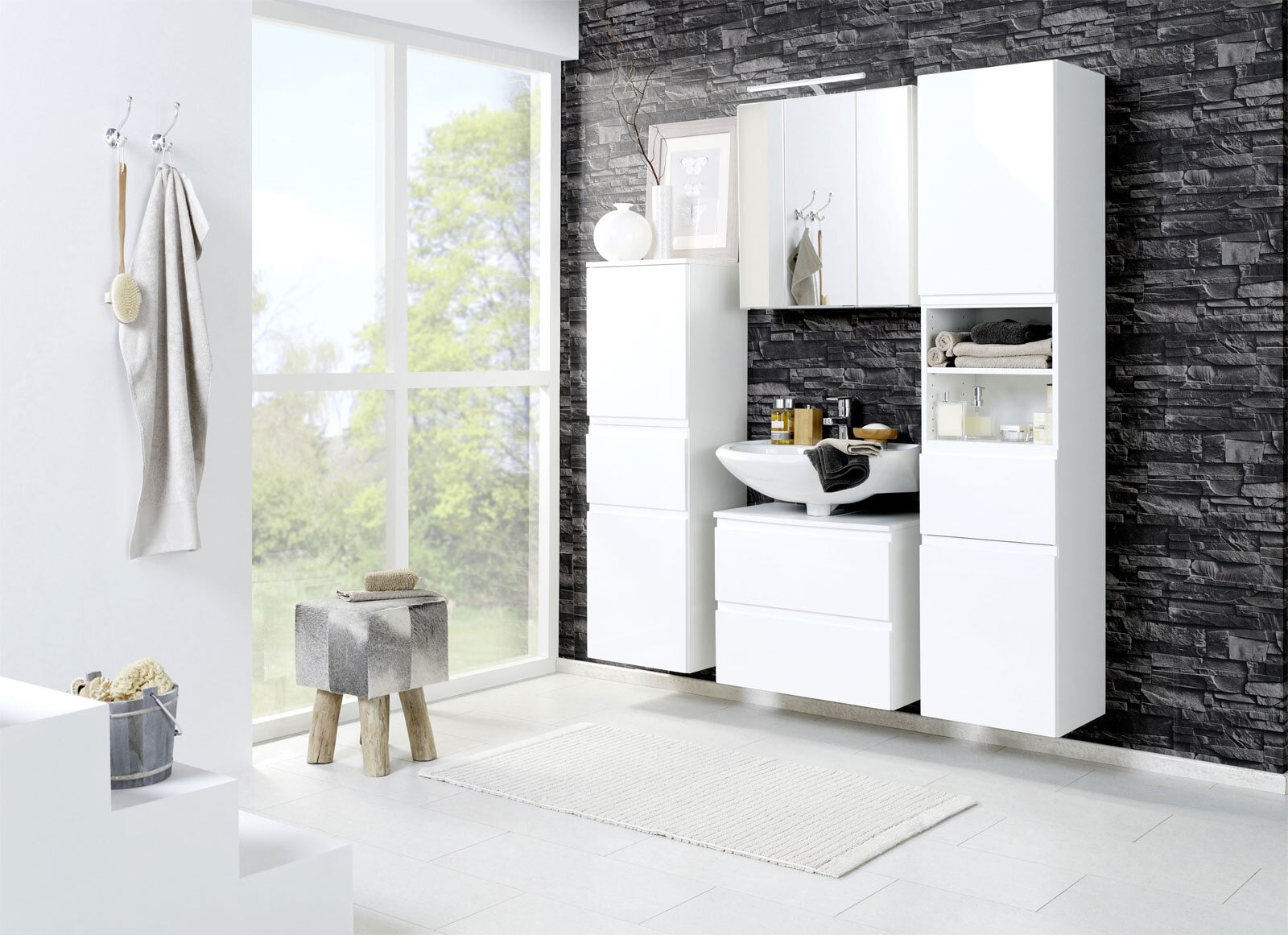 Hochschrank Cardiff 40 x 180 x 35 cm weiß