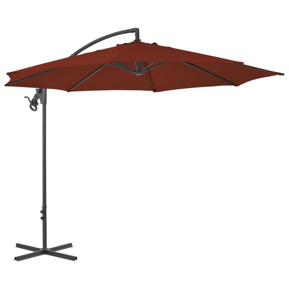 Parasol meuble de jardin déporté avec mât en acier 300 cm terre cuite
