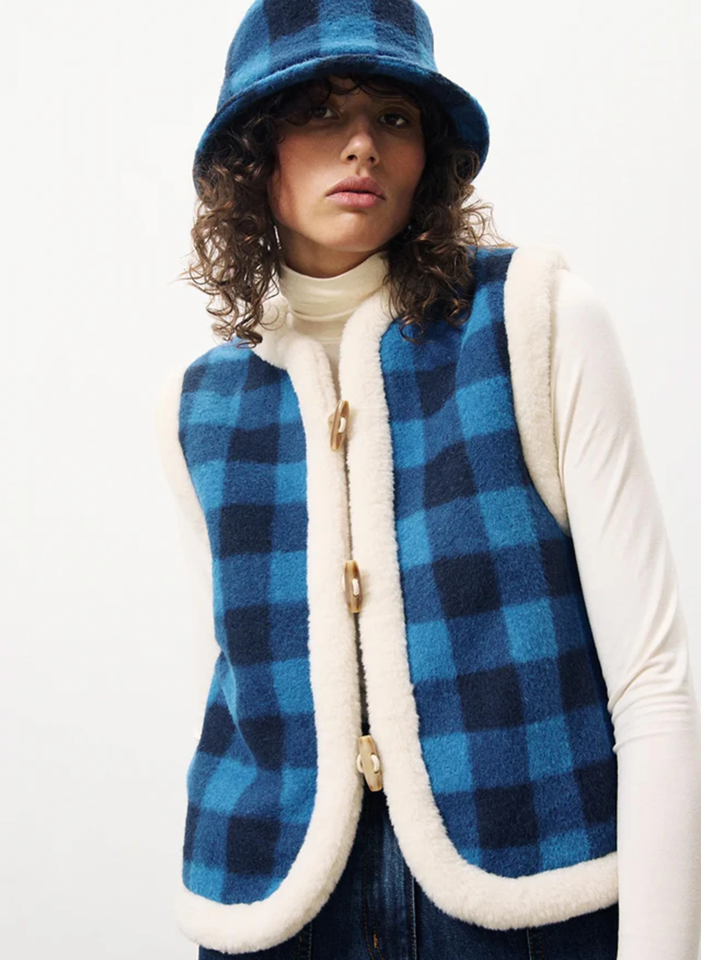 SIMONE - Gilet court réversible imprimé| Bleu