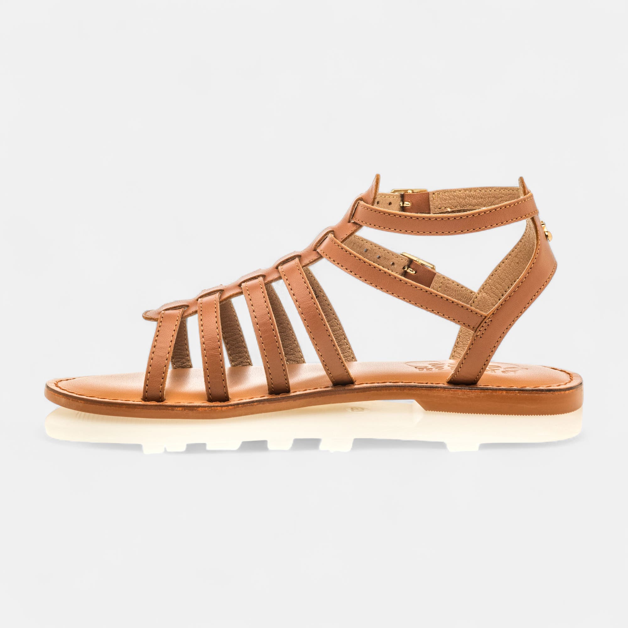 Nu-pieds Femme en cuir cognac
