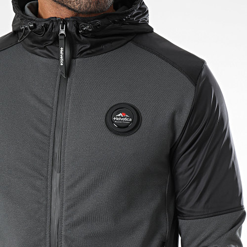 Sweat Zippé Capuche Fynner Gris Carbone Noir