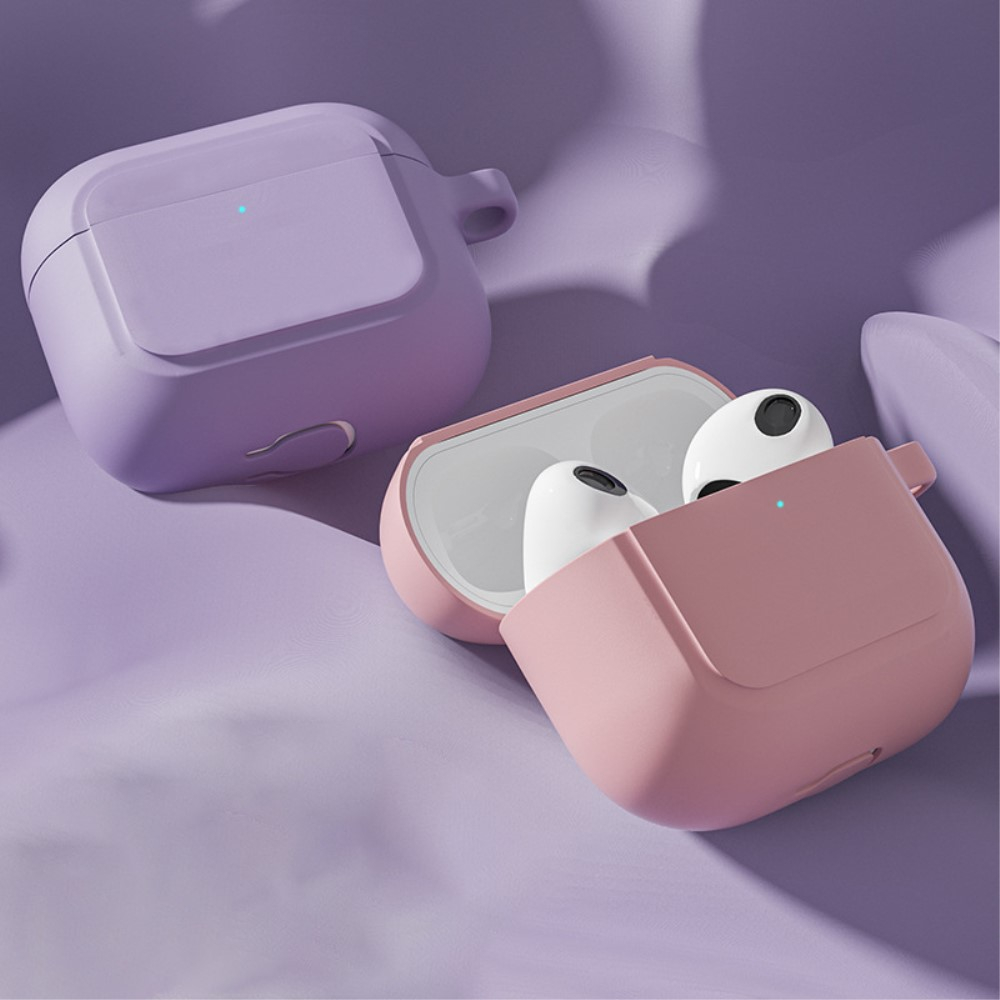 AirPods (3. Generation) Silikon Case Schutzhülle Abdeckung mit Karabinerhaken - Rosa