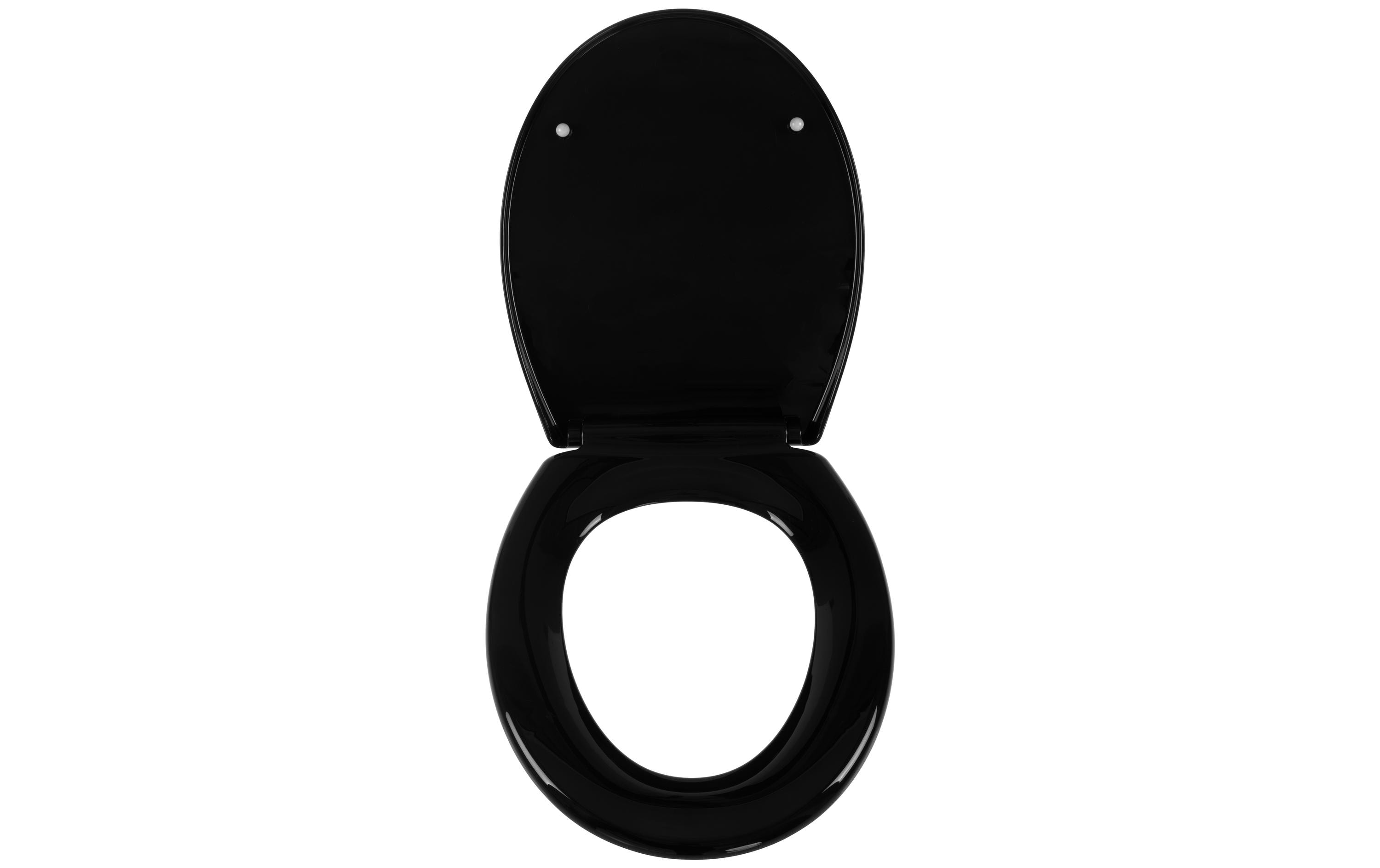 Toilettensitz mit Absenkautomatik SchwarzWC-Sitz aus Kunststoff mit universeller Passform