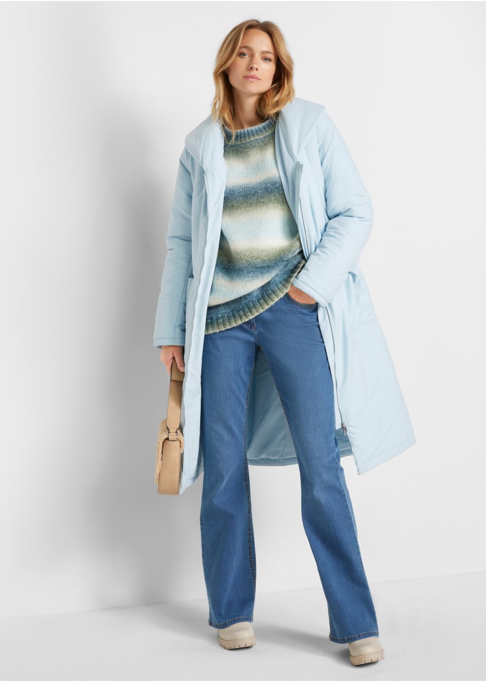 Manteau matelassé avec ceinture en polyester recyclé