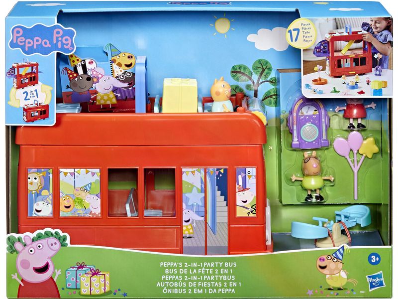 Hasbro Spielfigurenset Peppa Pig Peppas 2-in-1 Partybus Doppeldeckerbus-Spielset
