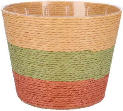 Duif plantenmand Riley lijnen beige / groen / terracotta D 15,5 H 13 cm