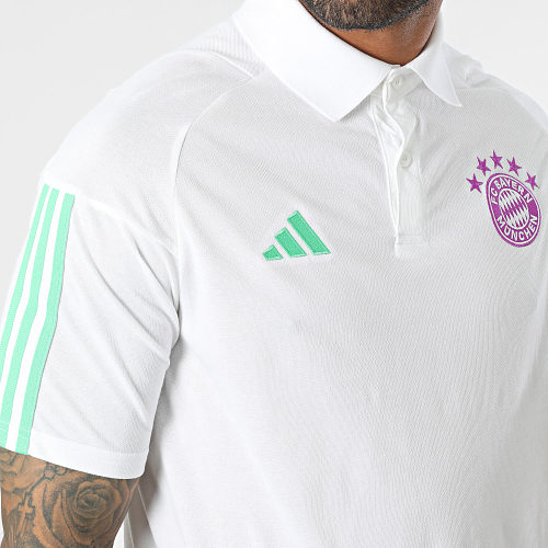 Polo Manches Courtes A Bandes FC Bayern Munich IB1565 Blanc
