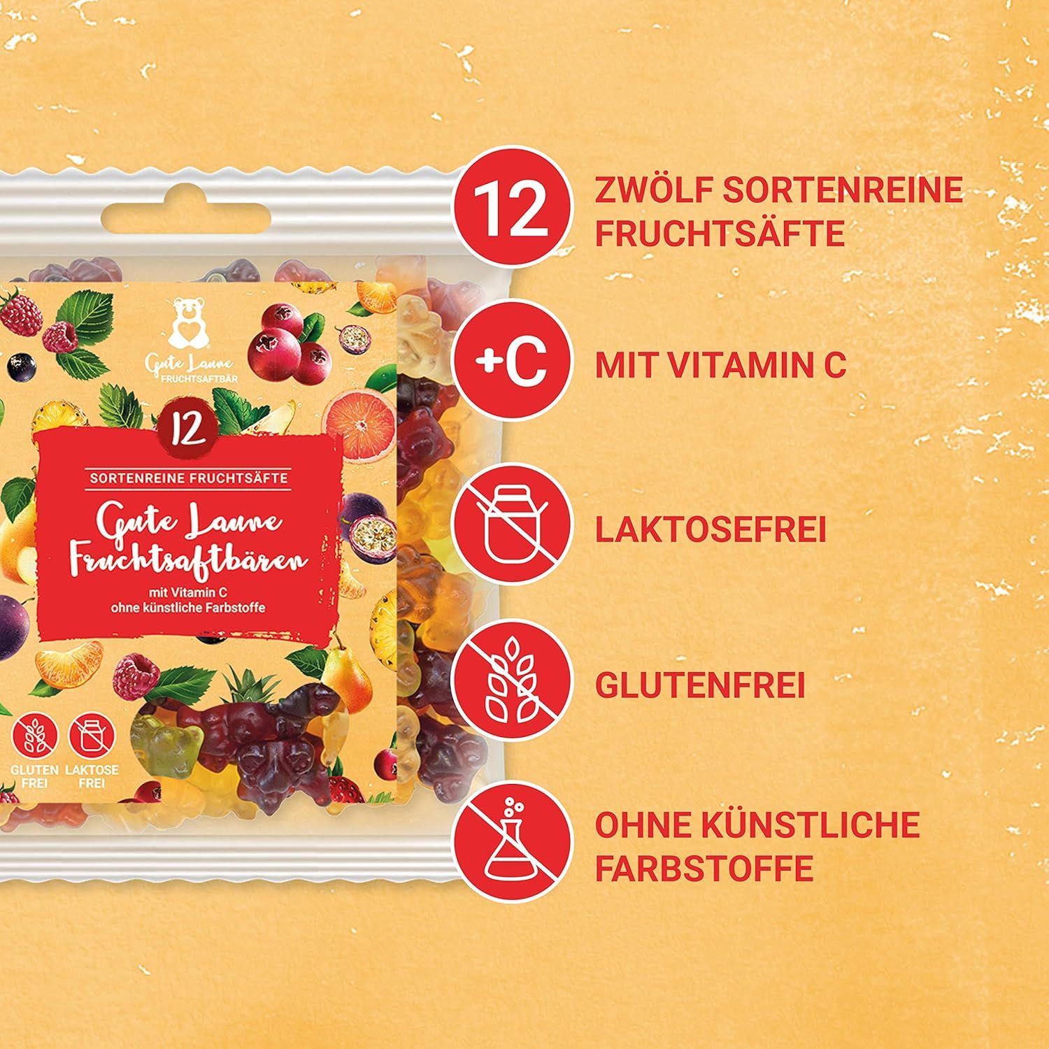 naschlabor 23 x 150g Gute Laune Fruchsaftbär Großverpackung