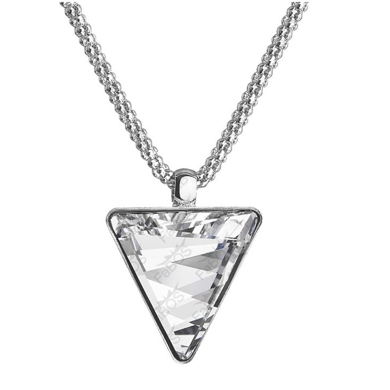 Collier orné de cristaux Swarovski avec pierre crystal Blanc en plaqué Or blanc et rhodié