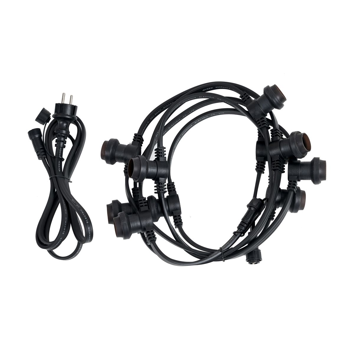 Lichtsnoer zwart koppelbaar met stekker 6m 10-lichts IP54- Lubber