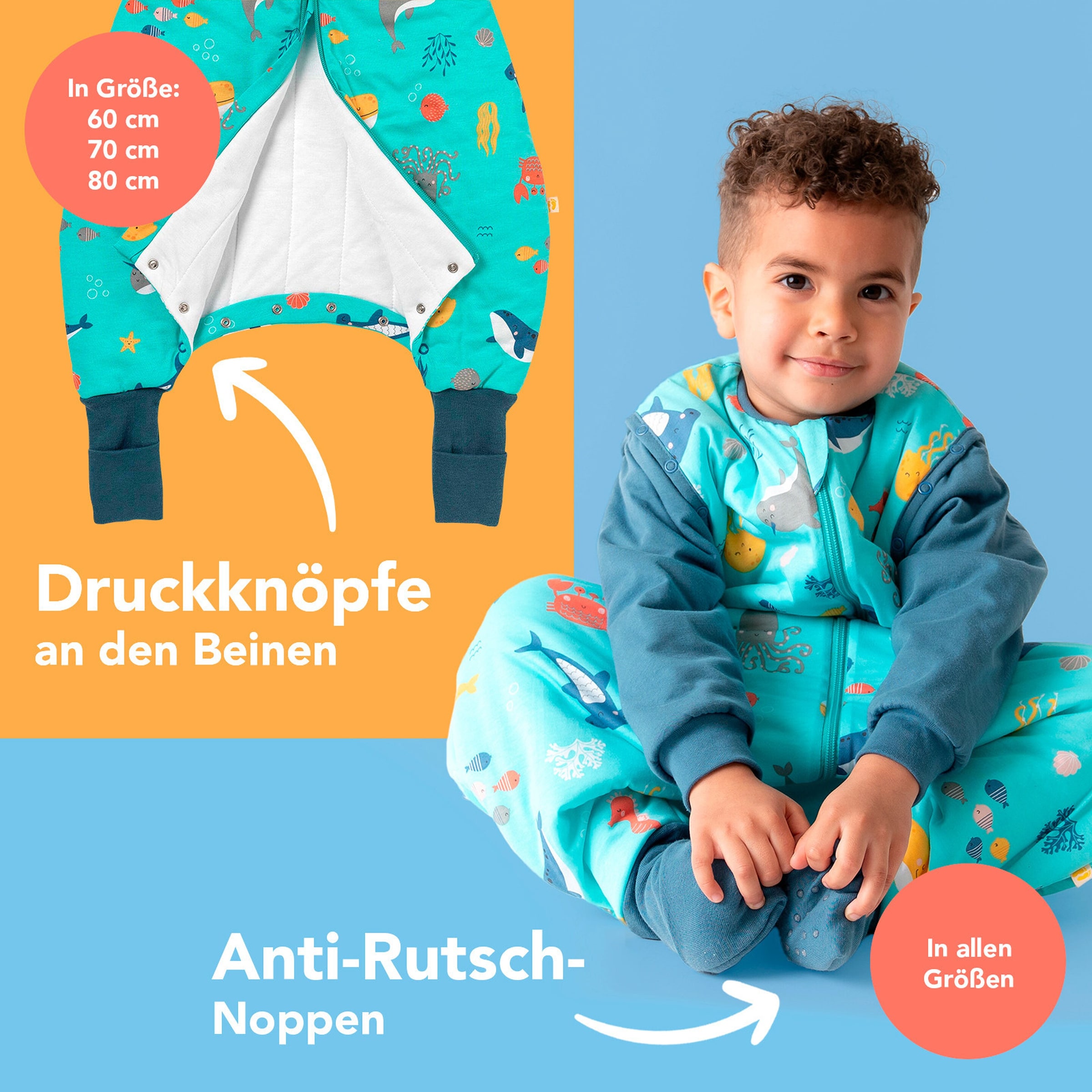 schlummersack Schlafsack mit Füßen 1.0 Tog Meerestiere