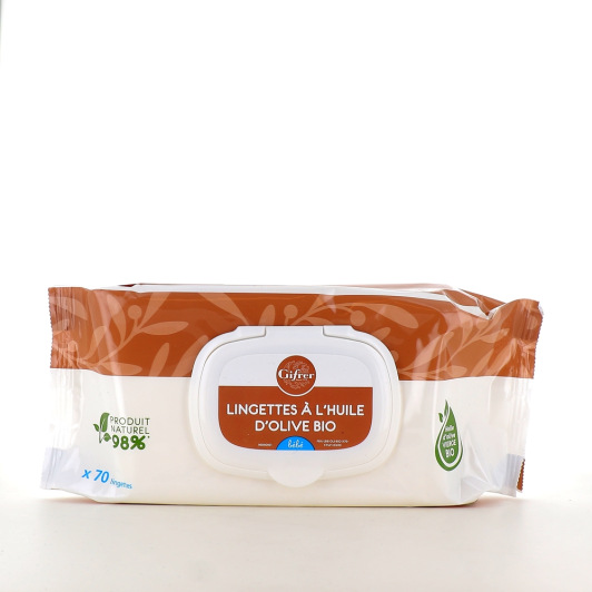 Gifrer Lingettes nettoyantes bébé à l’huile d’olive bio