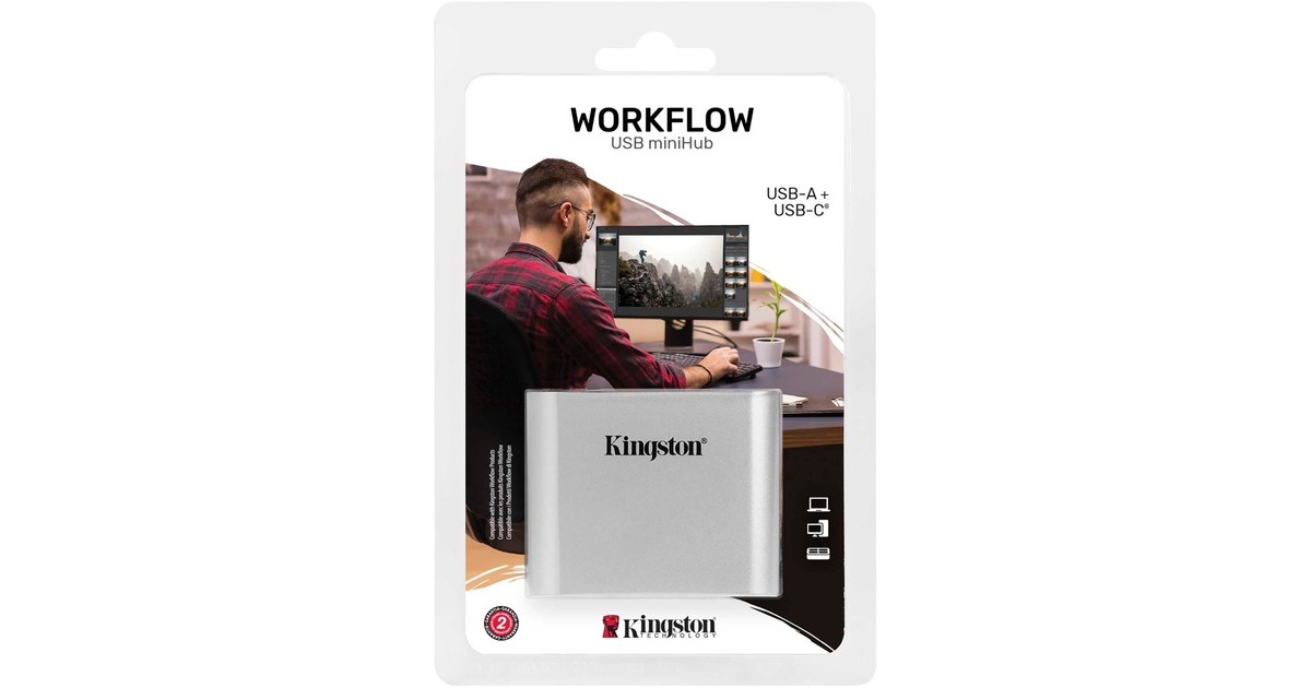 KingstonWorkflow USB miniHub dockingstation  (Zilver/zwart, USB-C, USB-A)