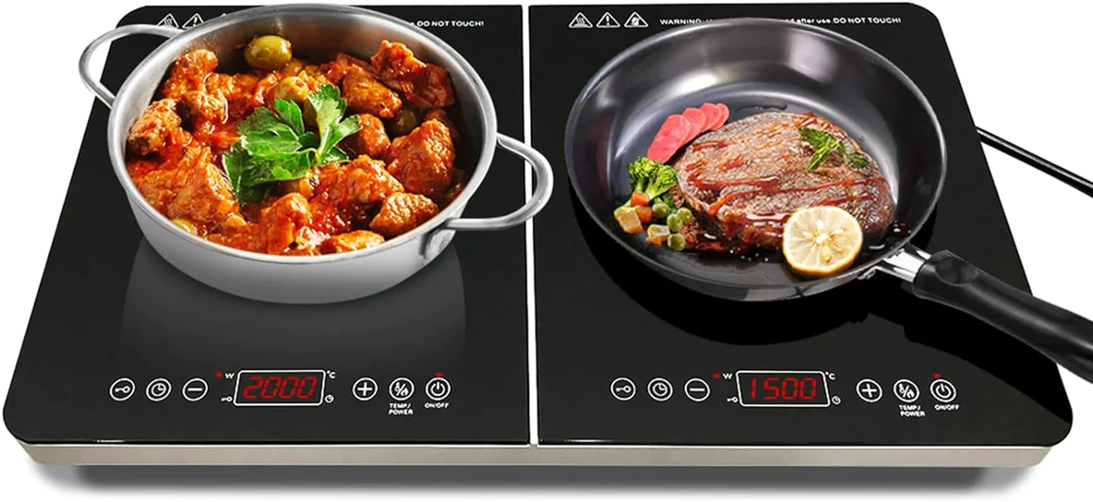 Plaque de cuisson à induction double en verre céramique 3500W noir Ven