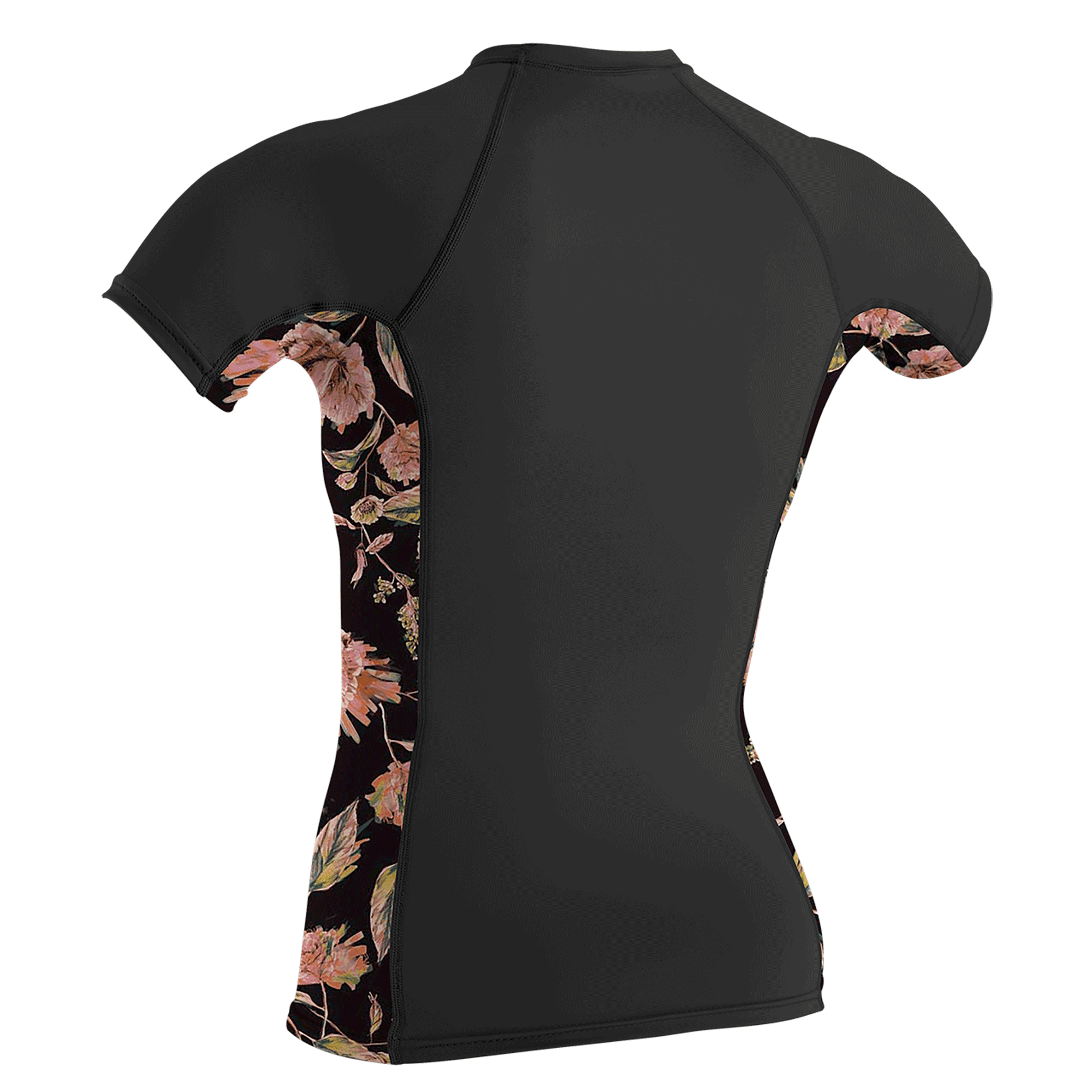 O'Neill Wms Side Print S/S Rash Guard Black / Flo