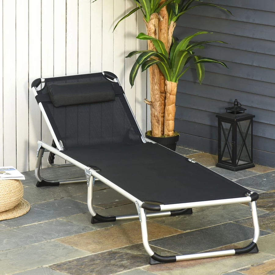 Outsunny Gartenliege 5-stufig verstellbar schwarz
