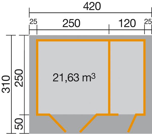 Weka Gartenhaus 253 Gr. 2, ca. B420/H270/T310