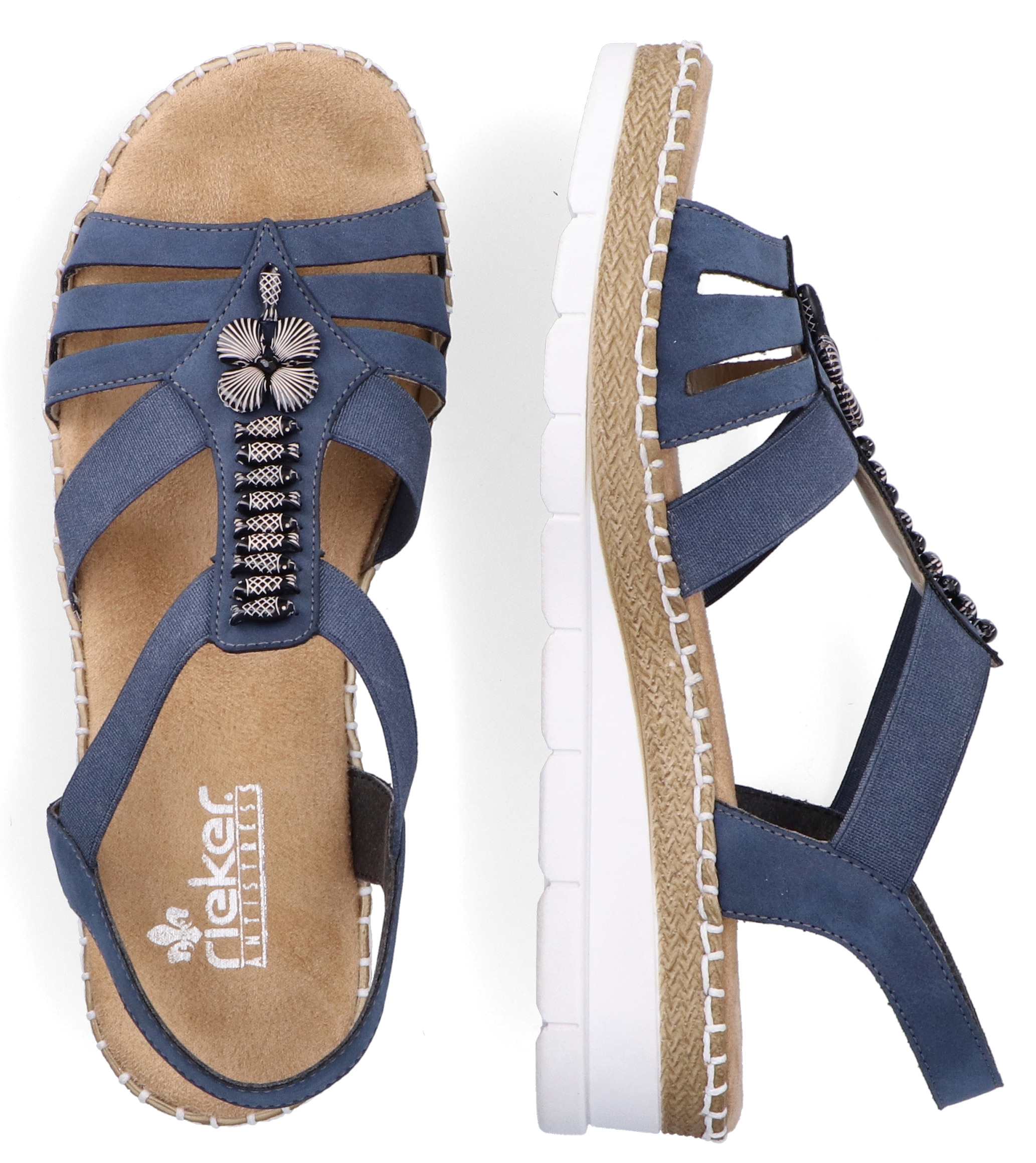 Rieker Riemchensandale  , Sommerschuh, Sandalette, Keilabsatz, mit modischen Schmuckelementen