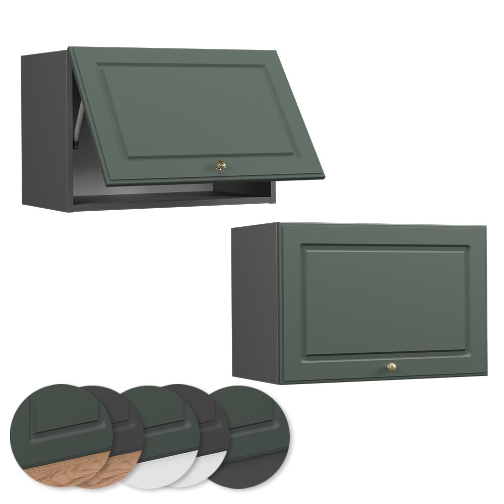 Vicco Hängeschrank Küchenschrank Küchenmöbel Fame-Line Anthrazit Grün-Gold Landhaus 60 cm Küche Einbauküche Hängeschrank Klapptür Dunstabzugshaube Küchenzeile