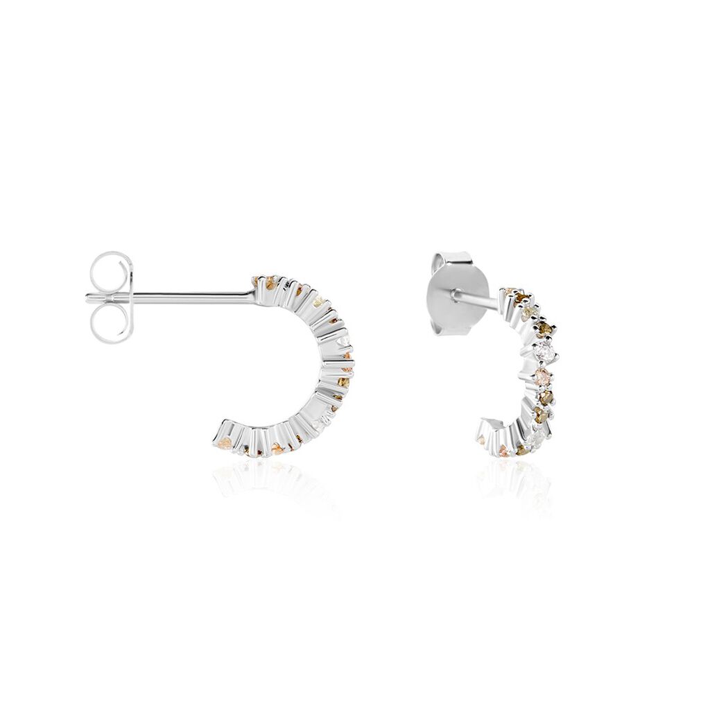 Créoles Indy Argent Blanc Oxyde De Zirconium