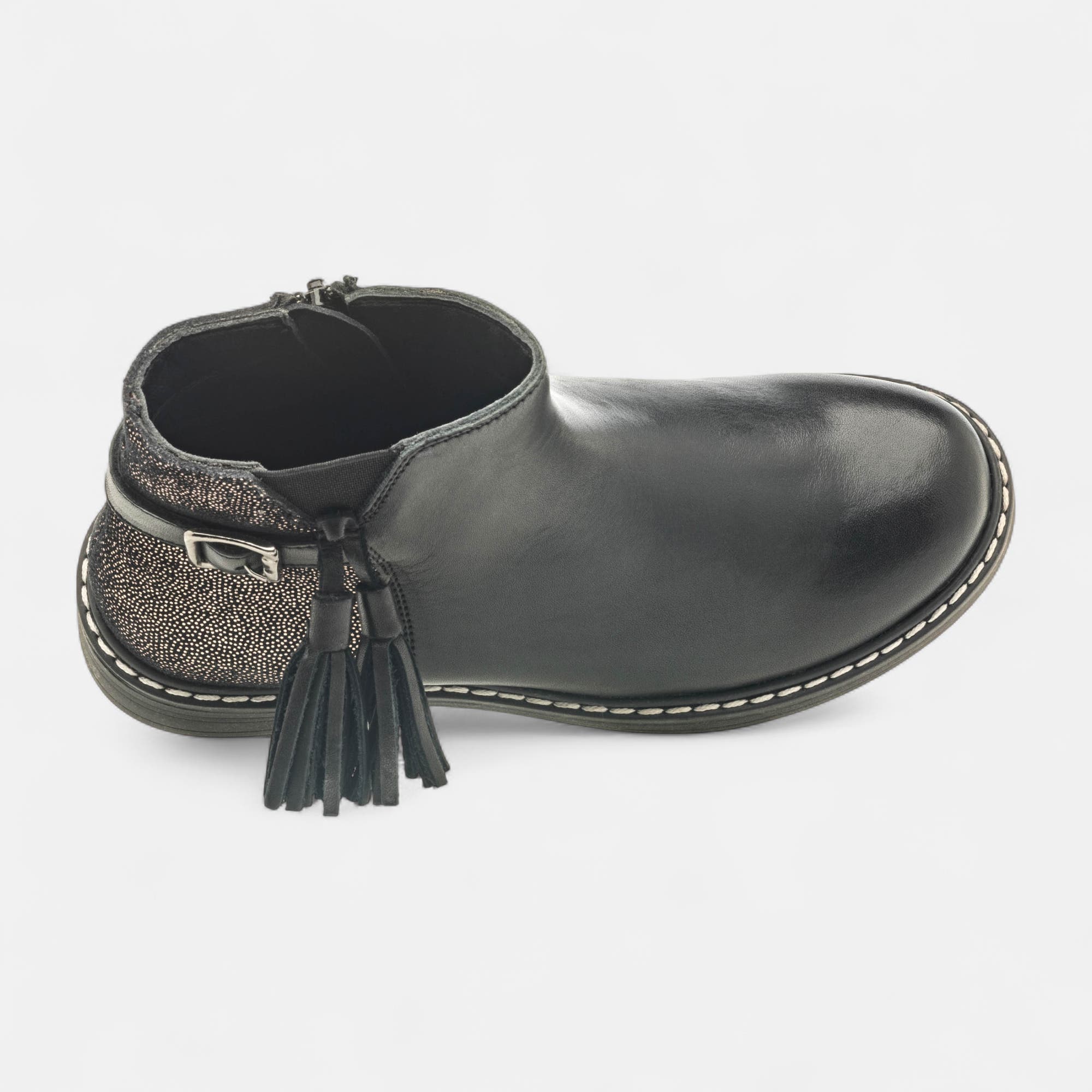 Bottines Fille en cuir noir